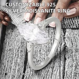 Anillo de Eternidad con Moissanita, Plata de Ley 925, Anillo de Compromiso Clásico para Mujer, Certificado por Terceros, Engaste de Garra, Moderno - Product Image 2