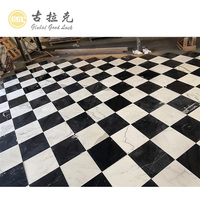 Carreaux de sol modernes en marbre Calacatta blanc mélangé Nero noir, polis, étanches, découpés sur mesure pour villas, appartements et salles de bain