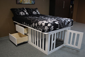 Camas perreras de madera integradas personalizadas con compartimentos de almacenamiento para personas y mascotas Estilo de diseño chino - Product Image 4