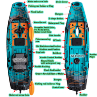 Kayak de pêche modulaire à pédales YAK Outdoors 2,1-3m, design portable et détachable, multiples rails, matériau HDPE écologique