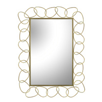 Miroir mural artistique en métal doré, cadre abstrait incurvé, miroir décoratif pour salon, entrée, décoration murale commerciale