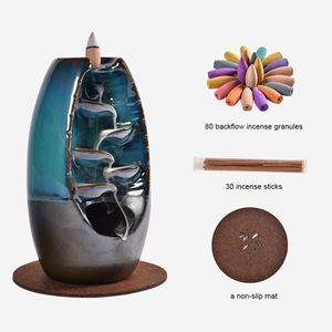 Quemador de incienso de reflujo de cerámica, conos de incienso de cascada Oud Aroma Insents de lujo quemador de fuente de incienso regalo de Navidad/ - Product Image 2