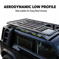 Nouvelle arrivée : Plateforme de toit de voiture en alliage d'aluminium robuste avec échelle réglable à ouverture rapide pour camping, SUV, pick-up