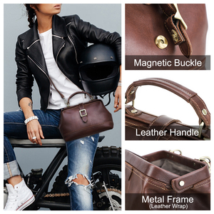 <span class=keywords><strong>Sac</strong></span> <span class=keywords><strong>à</strong></span> <span class=keywords><strong>main</strong></span> vintage en métal pour femme Contact's, en <span class=keywords><strong>cuir</strong></span> pleine fleur véritable rouge-brun, avec bandoulière amovible - Product Image 6