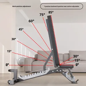 Panca Pieghevole in Metallo per <span class=keywords><strong>Manubri</strong></span>, Sedia Fitness Multifunzionale, Panca Regolabile per Sollevamento Pesi e Addominali per <span class=keywords><strong>Casa</strong></span> - Product Image 3
