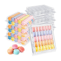 Vente en gros 6 12 18 24 boîte transparente en plastique jetable emballage à clapet macaron avec couvercle à charnière