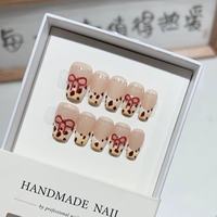 TSZS Faux Ongles Vintage Marron Automne Hiver Amande Longs Réutilisables à Presser Strass Élégants Usage Quotidien Faux Ongles en Gros