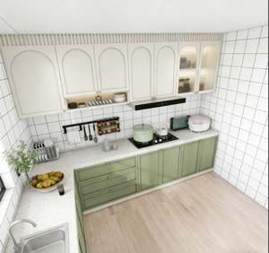 Gabinetes de Cocina de Madera Ecológicos, Diseño Modular con Almacenamiento Abierto y Correderas para Cajones, para Apartamentos Pequeños, Precio Bajo - Product Image 4