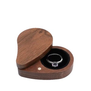 Heart Shaped Wood Jewelry Box <b>Ring</b> Storage Display Case For Engagement Wedding <b>Couple</b> Gifts RB525 - Product Image 2