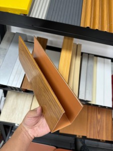 Modern Natural Wood Grain Strip <strong>Metal</strong> Aluminum Ceiling <strong>Grid</strong> with Smoke-Proof Feature for Dining Hall - Product Image 4
