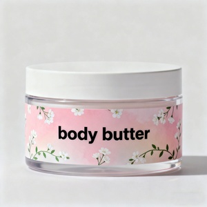 250ml 8oz 500ml Premium Round Transparent White Thick Wall PET Cosmetic Body Butter <b>Plastic</b> <b>Jars</b> with Matte Black Lids - Product Image 4