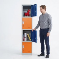 Armoire de rangement de jardin en métal Triveni à 4 portes avec serrure à clé, conception en acier démontable pour bureaux et placards