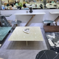 Mesa de comedor de lujo personalizada con mármol de ónix translúcido, mesa de centro de cristal retroiluminada de Edad de Hielo, encimera de cuarzo artificial