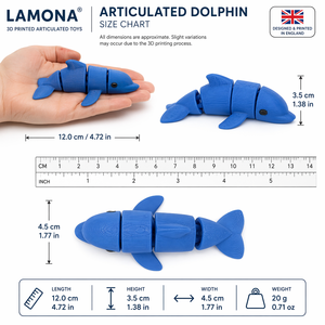 Juguete de Delfín Impreso en 3D al por Mayor, Cuerpo Articulado, <span class=keywords><strong>Aletas</strong></span> y Cola, Juguete Sensorial Marino, Unisex, 12+, PLA Ecológico, OEM, Azul - Product Image 2