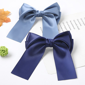 Jepit Rambut Pita Panjang Gaya Korea Manis dari Kain Satin Tiga Lapis Berwarna-warni untuk Wanita - Product Image 5