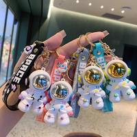 Vente en gros de porte-clés de voiture en PVC 3D, accessoires de porte-clés de personnage Kawaii, porte-clés de voiture mignon de dessin animé, porte-clés d'astronaute