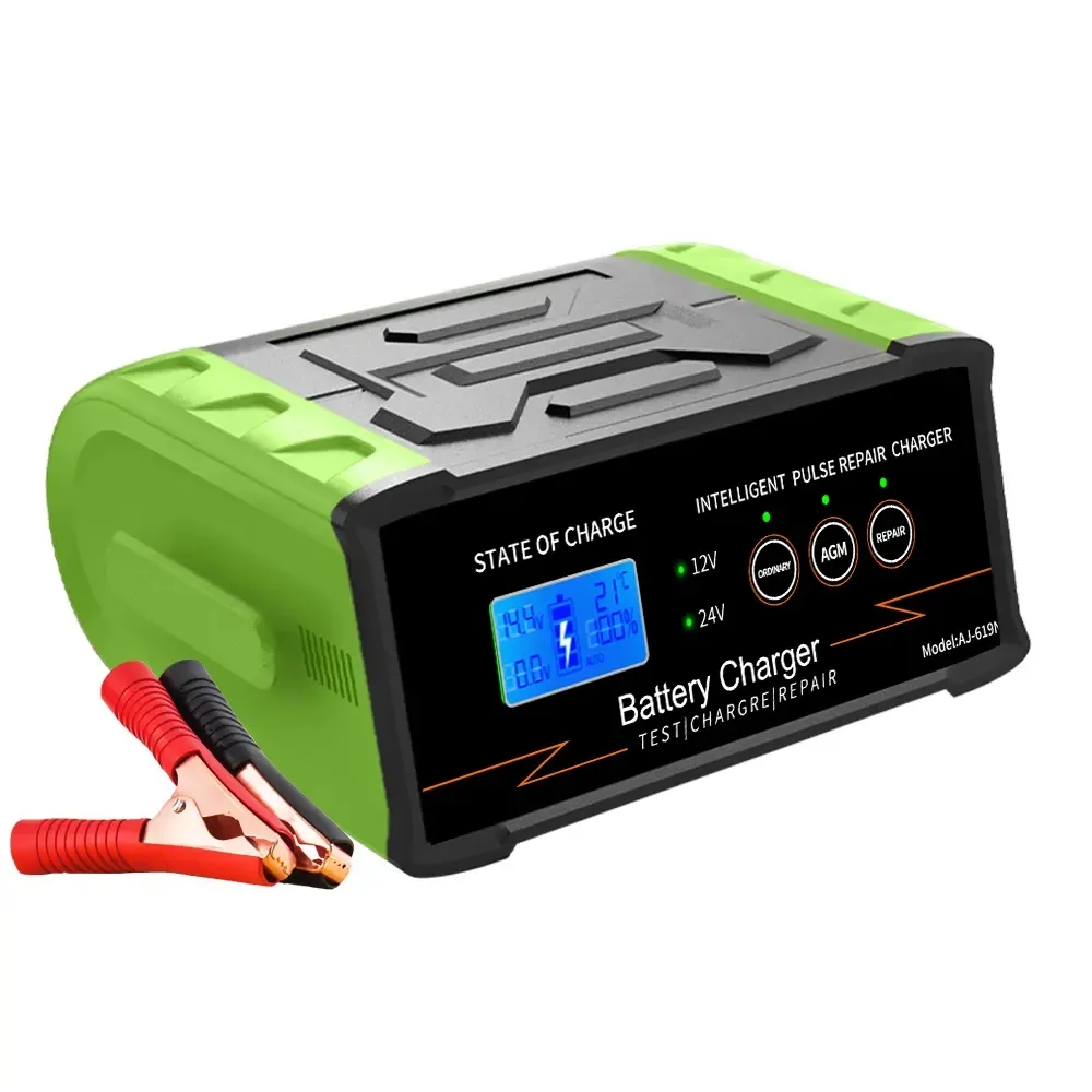 25A Smart Charging Auto Motorrad Batterie ladegerät 12V 24V Auto 7-stufiges Impuls reparatur Batterie ladegerät