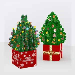 Zeecan Hot Sale Low Moq 3D Pop Up Flower Bouquet Greeting Cards Christmas Tree Pop Up Card For Christmas Pop Up Cards