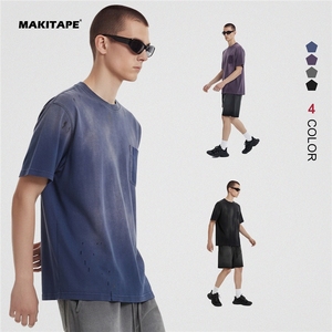 Wholesale Custom Men's T-shirts Heavyweight Cotton T Shirts Streetwear Washed Vintage Blank Screen Printing Embroidery T-shirt - Product Image 1