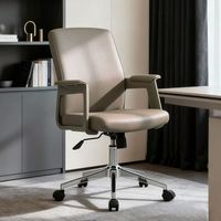Chaise de bureau pivotante moderne et minimaliste avec accoudoirs en cuir, idéale pour la maison, le bureau, les conférences et les visiteurs