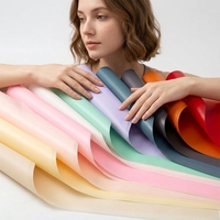 Emballage cadeau transparent, revêtement PE, recyclable, style coréen, imperméable, emballage pour bouquet de fleurs, papier d'emballage couleur unie