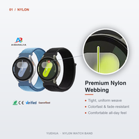 Correa de Nylon Tejido para Samsung Galaxy Watch Ultra, Color Azul Claro con Detalles en Negro y Naranja, AIBANGJIA 20mm, Liberación Rápida, Deportiva, CE OEM