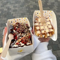 Boîte d'emballage personnalisée pour gaufres et crêpes, en papier kraft, plateau alimentaire pour desserts, gâteaux et crêpes, plateau de service en papier