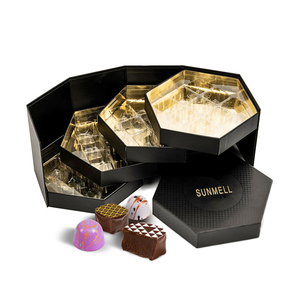 Boîtes cadeaux en papier pour chocolats à <span class=keywords><strong>la</strong></span> <span class=keywords><strong>truffe</strong></span> avec logo personnalisé de qualité alimentaire, avec séparateurs, boîte à bonbons <span class=keywords><strong>noire</strong></span> de luxe - Product Image 3