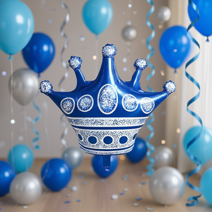 Globo Corona Azul de 76 cm, Decoración para Fiestas, Globo de Aluminio con Forma de Corona - Product Image 2