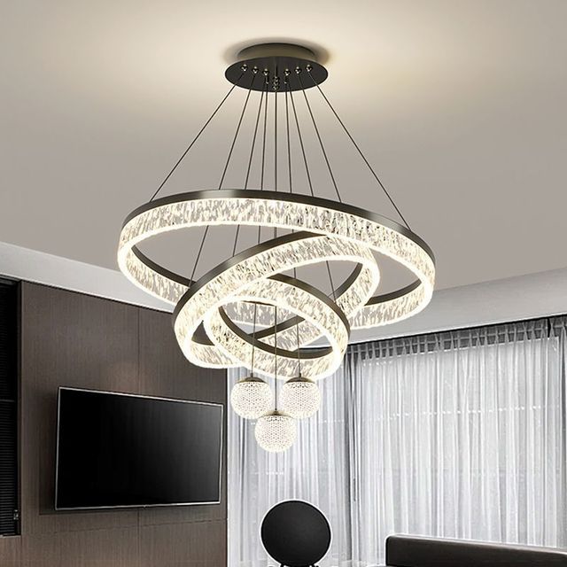 Luxury Spiral Led Ring Chandelier,Dimmable Modern Pendant Lighting Accents for Home Decor,Living Room,Foyer,Hotel Lobby