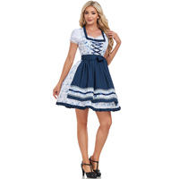 Ensemble de costume authentique de serveuse de bière bavaroise pour l'Oktoberfest pour femmes, comprenant une robe Dirndl, un tablier et une blouse, 100% polyester, marque Huayi
