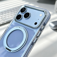 JOYPORODO B542 Étui de téléphone de luxe avec support magnétique rotatif pour iPhone 18 17 Pro Max, coque transparente antichoc