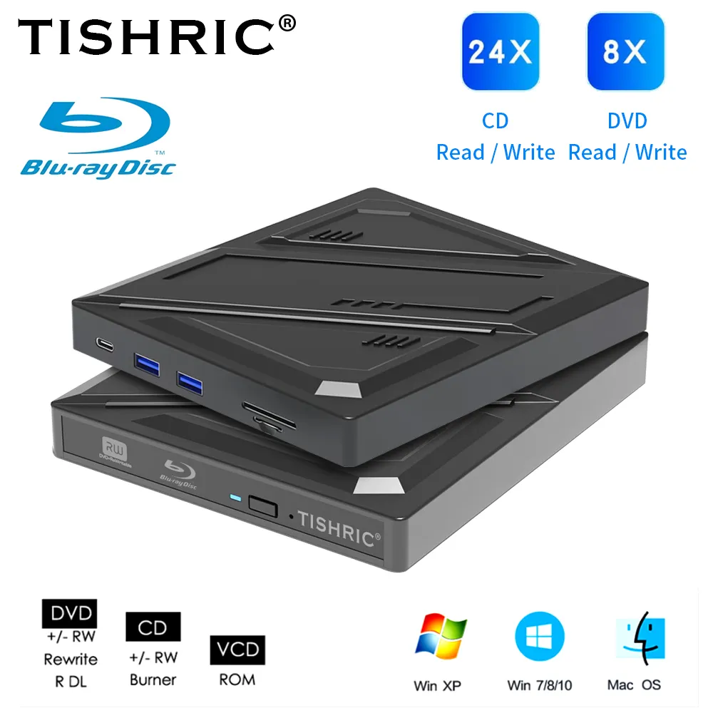 TISHRIC USB 3.0 Typ-C multifunktionale Blu-ray DVD externe USB-CD-Writer-Laufwerkbrenner geeignet für Laptop-PC bei jedem Anlass