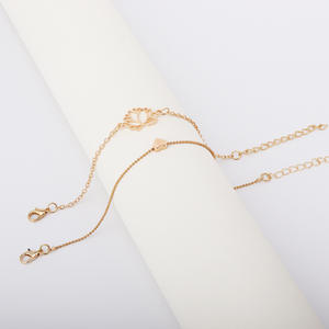 Bracelets en chaîne plaqués or avec cœur et lotus pour femmes, ensemble de bijoux romantiques, cadeau - Product Image 3