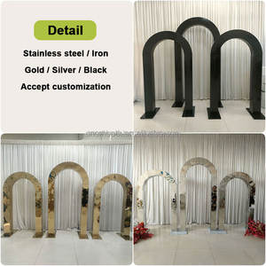 Support d'arc en métal lisse et brillant en acier inoxydable or ruban moderne Simple pour les événements scène toile de fond miroir décoration de fond - Product Image 2