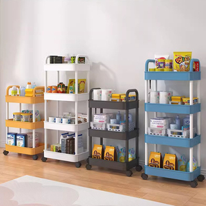 Chariot de cuisine extérieur à 3 ou 4 niveaux, étagère métallique, support pour fruits, légumes, jouets, chariot de service, ensemble de cuisine, étagère avec roulettes - Product Image 2