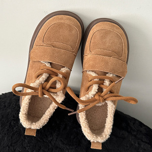 Mocasines Cálidos de Mujer con Cuello de Peluche Estilo Teddy, Suela Gruesa y Robusta, Doble Cierre, de Ante, para Clima Frío, Calzado Casual Urbano, Tendencia Europea - Product Image 2