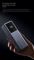 Batterie externe MIJIA 20000mAh, indispensable pour les voyages, avec une puissance totale de 165W, câble rétractable intégré, compatible avec les vols, affichage numérique, pour ordinateur portable