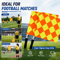 Drapeaux d'arbitre en acier inoxydable et mousse ABS à motif quadrillé, faciles à transporter pour les matchs de football