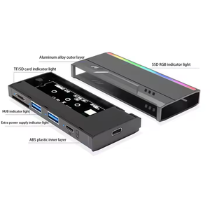 Caja SSD portátil <span class=keywords><strong>M</strong></span>.2 multifunción USB 3.1 NVME NGFF HUB de doble protocolo RGB Estuche para disco duro <span class=keywords><strong>m</strong></span>óvil RGB - Product Image 4