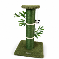 Griffoir pour chat en bambou de qualité supérieure avec poteau en corde de sisal, perchoir en peluche shaggy et feuilles décoratives pour chats d'intérieur
