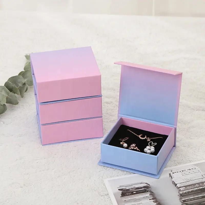 Creative Gradient Bracelet Necklace Earring Jewelry Storage Box Clamshell Magnetic Jewelry Packaging Box