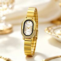 Montre à quartz ronde pour femme, bracelet et cadran en alliage, aiguilles en alliage, affichage simple des chiffres romains A271011
