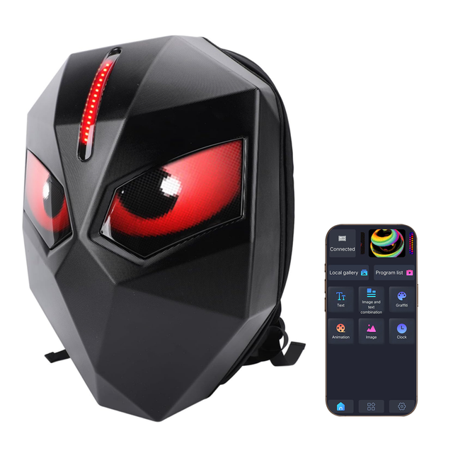 APP Control Motorbike Bag LED Light Bag Smart Motor Bag Led Biker Eyes Display Screen Led Backpack for Motorcycle