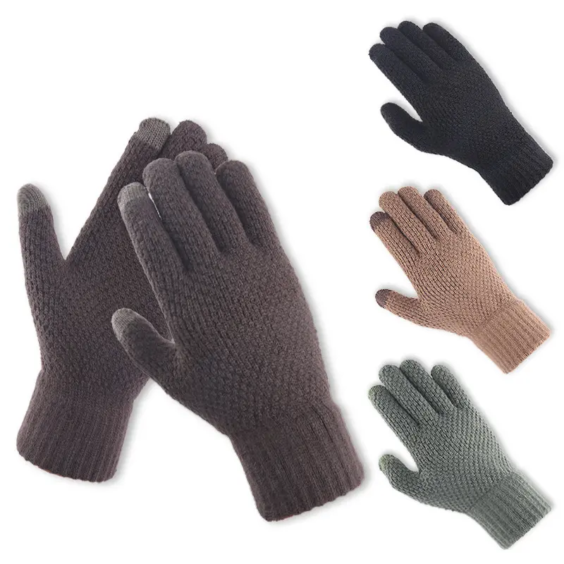 Sewingman J156 Classic Style Mens Knit Touch Screen Winter Gloves with Polar Fleece Liner
