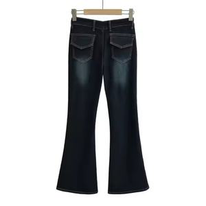Jeans para Mujer al por Mayor, Personalizados, Ajustados, Acampanados, Lavado Ácido, Desgastados, de Talle Bajo - Product Image 5