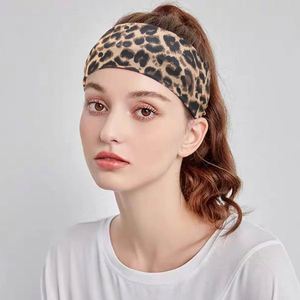 Customizable European and American Style Sports <b>Headband</b> with Leopard Print Wide Edge Sweat Absorbing <b>Headband</b> - Product Image 2