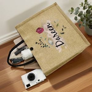Bolsa de Mano de Lino, Ideal para Cumpleaños, Amplia para el Trabajo, con Texto Personalizado, Regalo para Mamás, Bolsa de Uso Diario - Product Image 5
