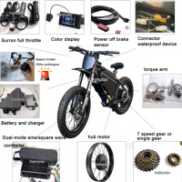 Kit de conversion de vélo électrique à pneus larges 1000W 2000W 3000W 5000W 80000W, roue avant 20x4 26x4 pouces, moteur moyeu 48V 52V 60V 72V