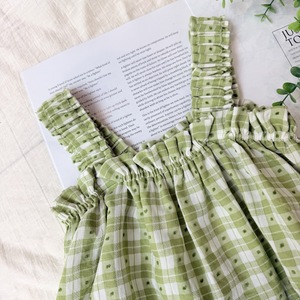 Set Pigiama Estivo Casual a Quadretti per Ragazze Canotta con Volant e Pantaloni a Gamba Larga 100% Poliestere Traspirante Leggero Abbigliamento da Casa - Product Image 3